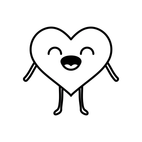 Cartone animato icona del cuore felice, stile linea — Vettoriale Stock