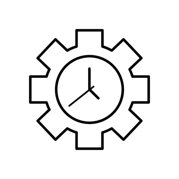 Clock in gear wheel shape, line style — Stock Vector