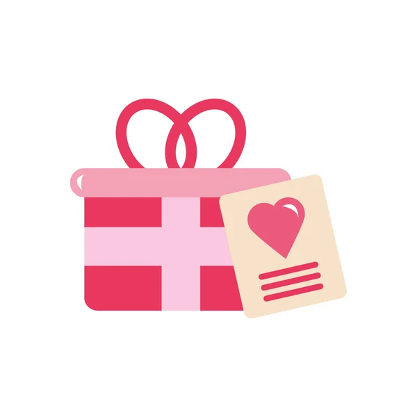 Cartão de presente e ícone de cartão de amor, estilo plano — Vetor de Stock