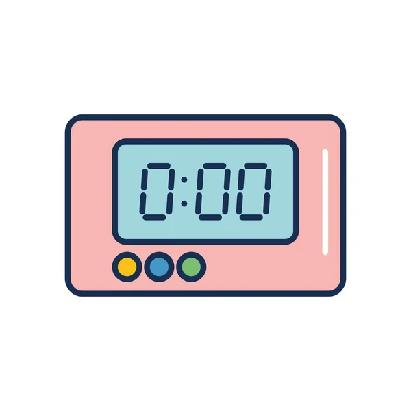Icono del reloj despertador digital, estilo de relleno de línea — Vector de stock