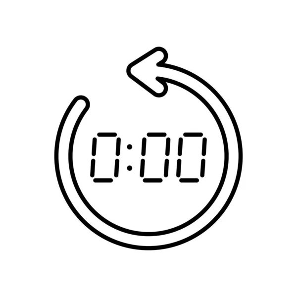 Digital clock and circle arrow, line style — Stock Vector