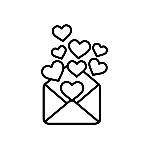 Envelope with hearts, line style — Stock Vector