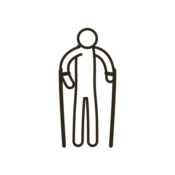 Grandfather avatar with walking stick line style icon vector design — Stock Vector