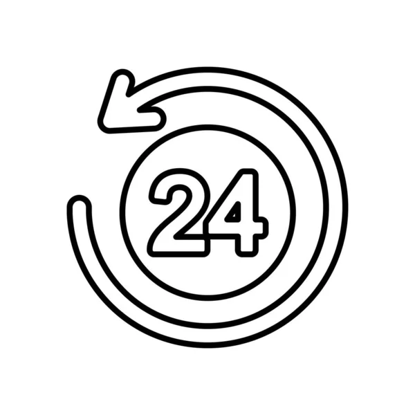 Símbolo de 24 horas y flecha circular, estilo de línea — Vector de stock