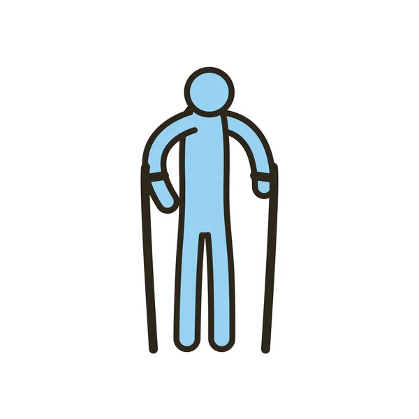 Abuelo avatar con línea de bastón y relleno estilo icono vector diseño — Vector de stock