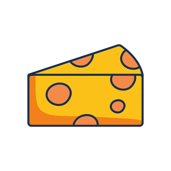 Cheese piece icon, line fill style — Stock Vector