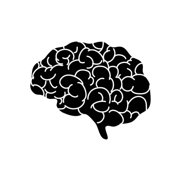 Profile of human brain icon, silhouette style — Stock Vector