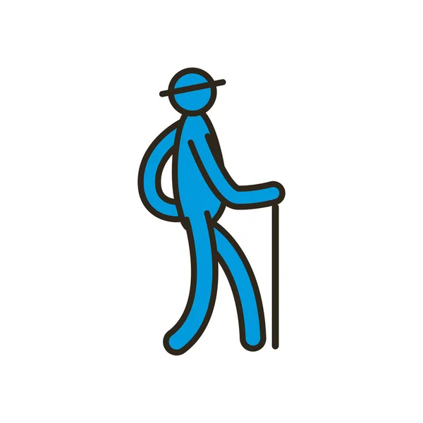 Avatar avô com linha de vara de passeio e design de vetor ícone de estilo de preenchimento — Vetor de Stock