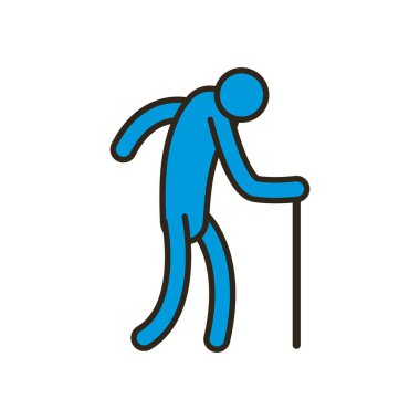 Yürüyen çubuk çizgisi ve biçim ikon vektör tasarımına sahip büyükbaba avatar