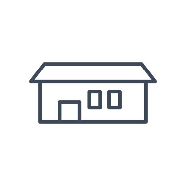 Pencereli ev ve kapı çizgisi biçim vektör tasarımı