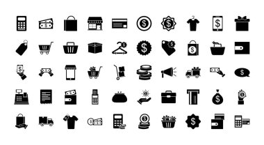 alışveriş simgesi seti, siluet biçimi