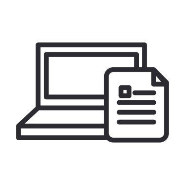 dizüstü bilgisayar ve belge kağıt satırı biçim vektör tasarımı