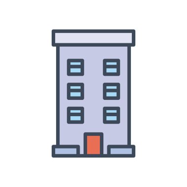 Pencere çizgisi olan şehir binası ve biçim ikonu vektör tasarımını doldur