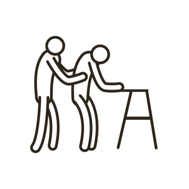 Yürüyen ve hemşire çizgisi biçim vektör tasarımlı büyükbaba avatarı