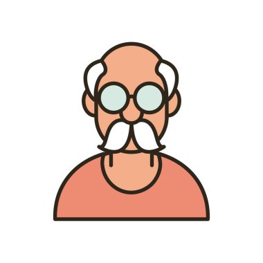 Büyükbaba ya da yaşlı adam çizgi film çizimi ve biçim ikonu vektör tasarımı