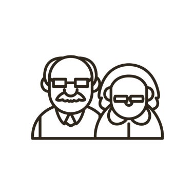 Büyükanne ve büyükbaba çizgi çizgi çizgi çizimi biçim vektör tasarımı