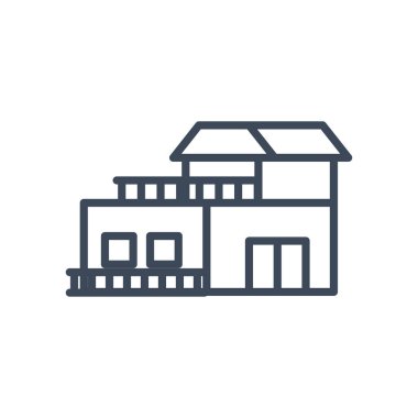 Pencereli ev ve kapı çizgisi biçim vektör tasarımı