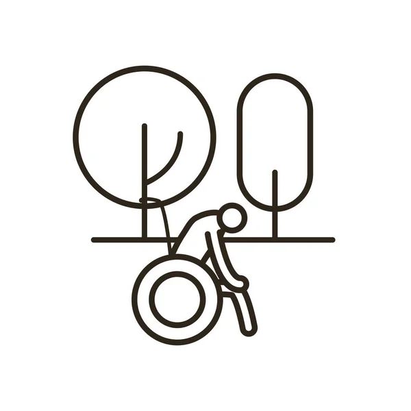 Aislado abuelo avatar en silla de ruedas línea estilo icono vector diseño — Archivo Imágenes Vectoriales