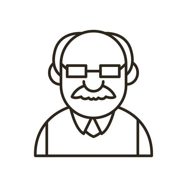 Grandfather or old man cartoon line style icon vector design — Stock Vector