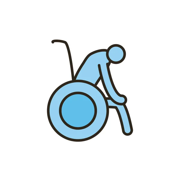 Avatar nonno isolato sulla linea sedia a rotelle e riempire stile icona vettoriale design — Vettoriale Stock