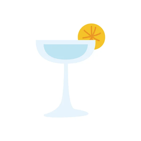 Copa de cóctel con limón estilo plano icono de diseño de vectores — Vector de stock