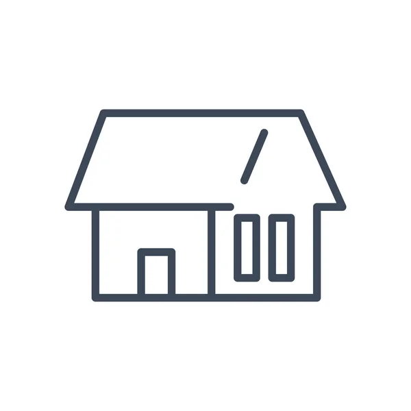 Casa con ventanas y la línea de la puerta de estilo icono de diseño vectorial — Vector de stock
