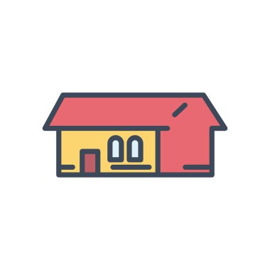 Pencereli ve kapı satırlı ev ve biçim ikonu vektör tasarımı