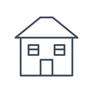 Pencereli ev ve kapı çizgisi biçim vektör tasarımı