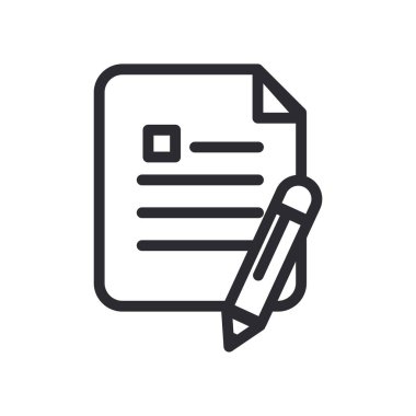 kalem ve belge kağıt satırı biçim vektör tasarımı