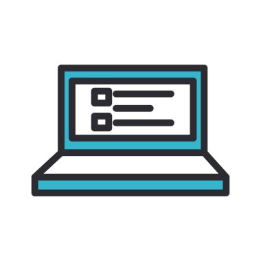 Dizüstü bilgisayar satırı üzerindeki seçenekler listesi ve biçim ikonu vektör tasarımını doldur