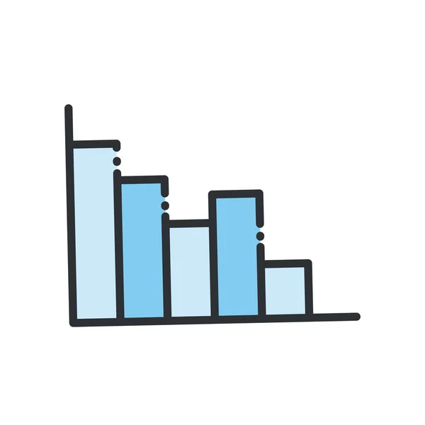 Infographie barres graphique ligne et style de remplissage icône conception vectorielle — Image vectorielle