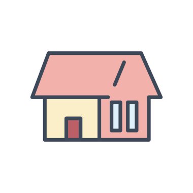 Pencereli ve kapı satırlı ev ve biçim ikonu vektör tasarımı