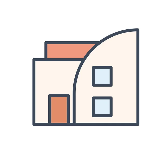 Casa con ventanas y línea de puerta y relleno icono de estilo diseño vectorial — Archivo Imágenes Vectoriales