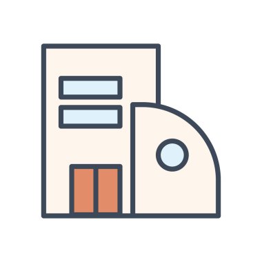 Pencereli ve kapı satırlı ev ve biçim ikonu vektör tasarımı