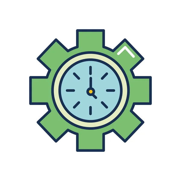 Icono del reloj de engranajes, estilo de relleno — Vector de stock