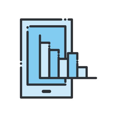 Çubuk çizelgesine sahip akıllı telefon ve biçim ikonu vektör tasarımını doldur