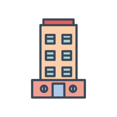 Pencere çizgisi olan şehir binası ve biçim ikonu vektör tasarımını doldur