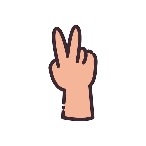 Love peace gesture with hand line and fill style icon design — стоковый вектор