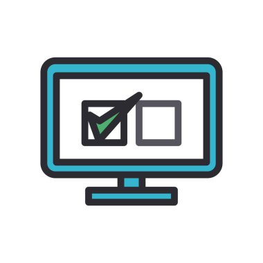 Bilgisayar satırındaki işaretleme seçeneklerini kontrol et ve biçim ikonu vektör tasarımını doldur