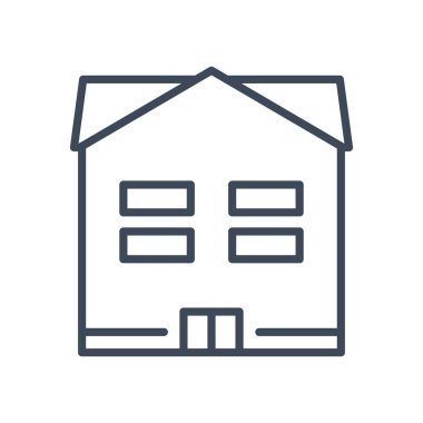 Pencereli ev ve kapı çizgisi biçim vektör tasarımı