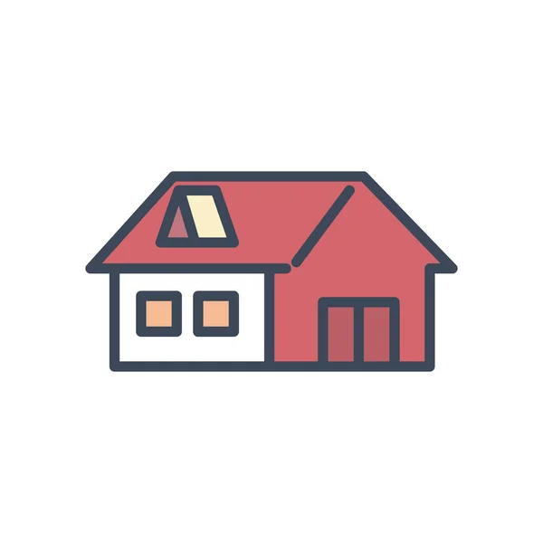 Casa com janelas e linha de porta e design de vetor ícone de estilo de preenchimento — Vetor de Stock