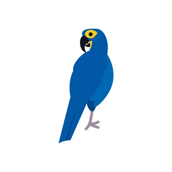 Blauer Ara Vogel flachen Stil Symbol Vektor-Design — Stockvektor