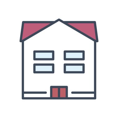 Pencereli ve kapı satırlı ev ve biçim ikonu vektör tasarımı