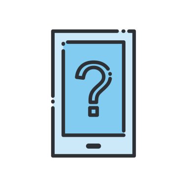 Soru işareti çizgisi ve biçim ikon vektör tasarımı olan akıllı telefon