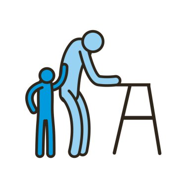 Yürüteç ve torun çizgisi olan ve biçim ikonu vektör tasarımına sahip büyükbaba avatar