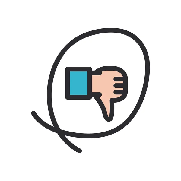Dislike gesture with hand line and fill style icon vector design — Stock Vector