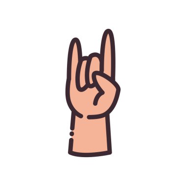 El çizgisi ve biçim ikonu vektör tasarımı ile kaya jesti