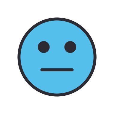nötr emoji yüz çizgisi ve biçim ikonu vektör tasarımını doldur