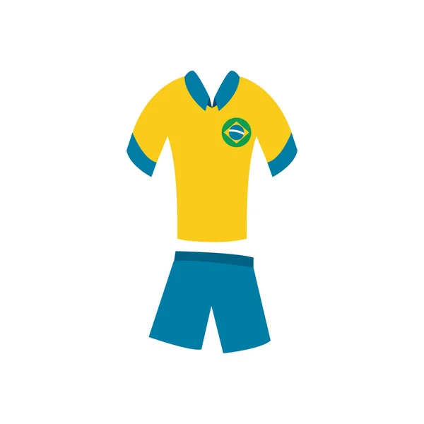 Brazil soccer uniform flat style icon vector design — Stock Vector
