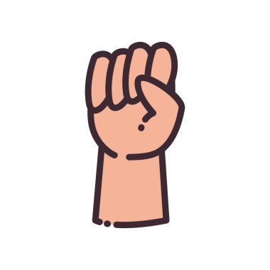 El çizgisi ile yumruk hareketi ve biçim ikonu vektör tasarımı